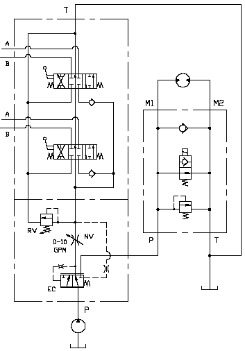 Example steering circuit with priority valve and manual valve